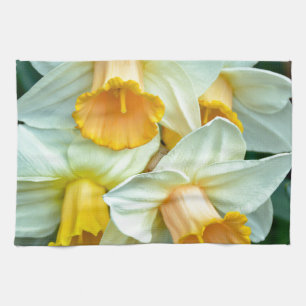 Gele daffodilbloemen theedoek