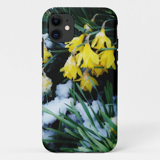 Gele Daffodils bloemen in de sneeuw Case-Mate iPhone Case (Achterkant)