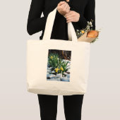 Gele Daffodils bloemen in de sneeuw Grote Tote Bag (Voorkant (product))