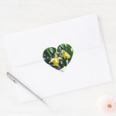 Gele Daffodils bloemen in de sneeuw Hart Sticker (Envelop)