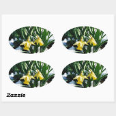 Gele Daffodils bloemen in de sneeuw Ovale Sticker (Vel)