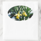 Gele Daffodils bloemen in de sneeuw Ovale Sticker (Tas)