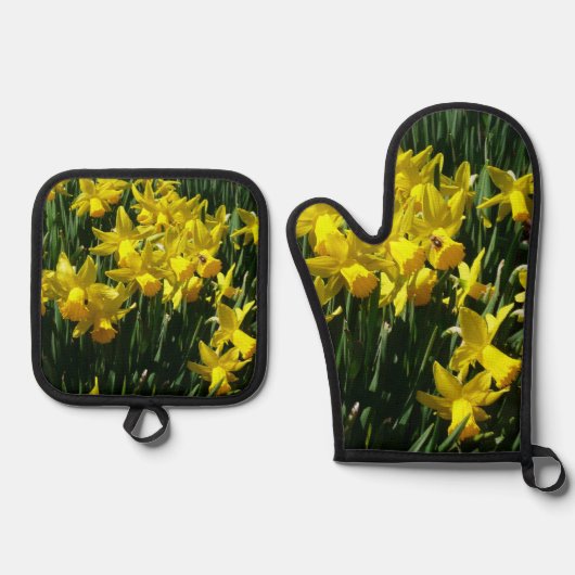 Gele Daffodils I Ovenwant & Pannenlap Set (Voorkant)