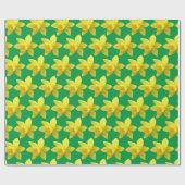 Gele Daffodils op Groene Bloemen Cadeaupapier (Vlak)