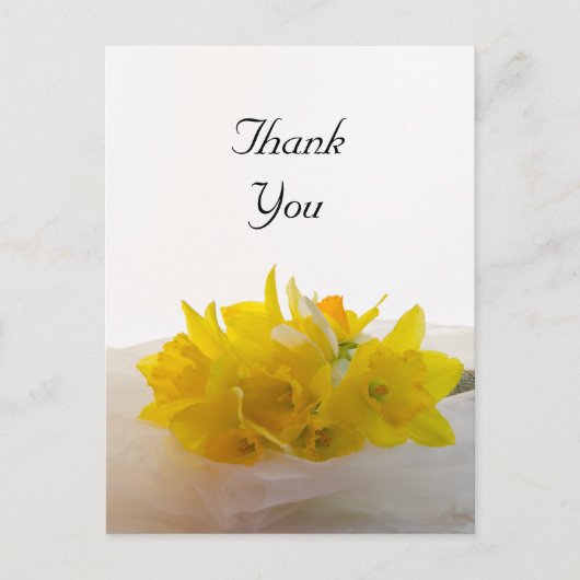 Gele Daffodils op White Spring Weddenschap Dank je Briefkaart (Voorkant)