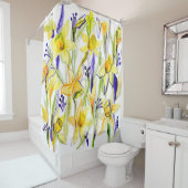 Gele Daffodils Waterverf Illustratie Douchegordijn (In situ)