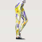Gele Daffodils Waterverf Illustratie Leggings (Rechts)