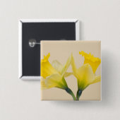 Gele daffodis vierkante button 5,1 cm (Voorkant /achterkant)