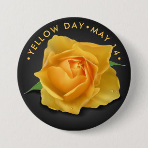Gele dag Roos Dag Ronde Button 7,6 Cm
