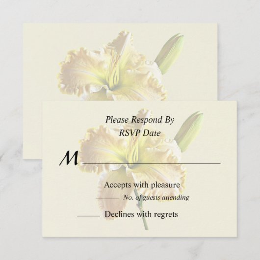 Gele Daglelie RSVP Kaartje (Voorkant / Achterkant)