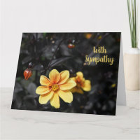 Gele dahlia bloemen met sympathie en condoleance