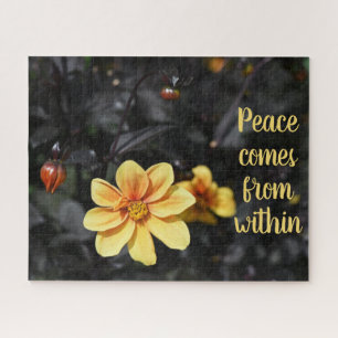 Gele Dahlia Bloemen Wisley Tuinen Motiverend Legpuzzel