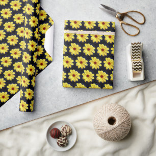 Gele Dahlia Elegante Bloem Herhaal Patroon Cadeaupapier