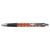 Gele Dahlia op Red Floral Pattern Pen (Achterkant)
