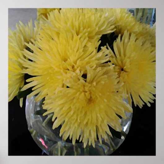 gele dahlia's - schilderij poster (Voorkant)