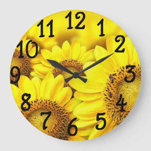 Gele daisies Design Bedroom Dorm Wall Clock Grote Klok (Voorkant)