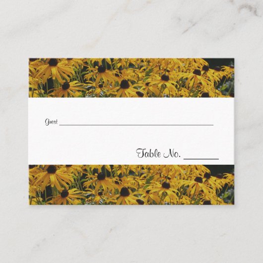 Gele Daisy Bloemen Trouwtafel Plaatskaartje (Voorkant)