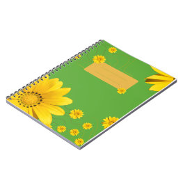 Gele Daisy Bloemontwerp op groene achtergrond Notitieboek