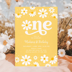 Gele Daisy Boho eerste verjaardag Kaart