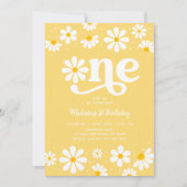 Gele Daisy Boho eerste verjaardag Kaart (Voorkant)