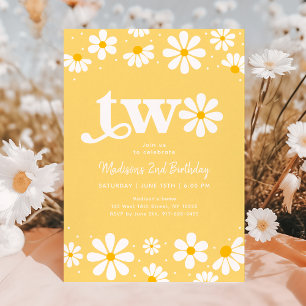 Gele Daisy Boho Tweede Verjaardag Kaart