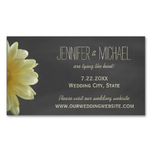 Gele Daisy Chalkboard Rustic Save The Date Visitekaartje Magneet