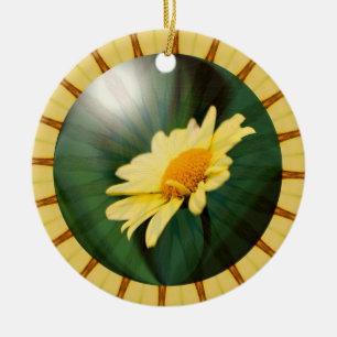 Gele Daisy Floral Abstracte Kunst Keramisch Ornament