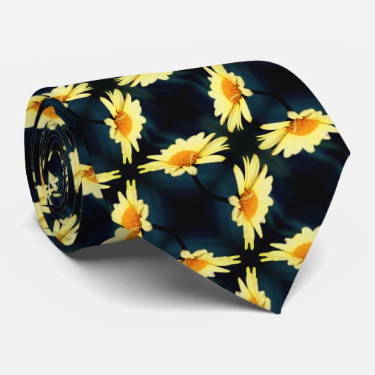 Gele Daisy Flower Close Up Pattern Stropdas (Opgerold)