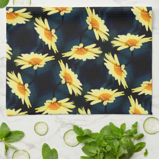 Gele Daisy Flower Close Up Pattern Theedoek (Gevouwen)