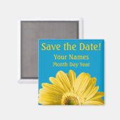 Gele Daisy Flower Save the Date Custom Magneet (Voorkant / Achterkant)