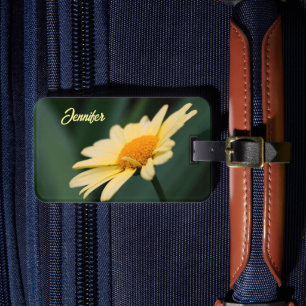 Gele Daisy Flower Up Personated Bagagelabel