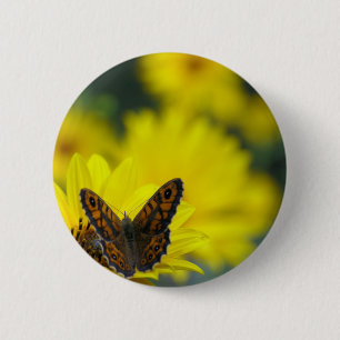 Gele Daisy Helenium Badge Ronde Button 5,7 Cm