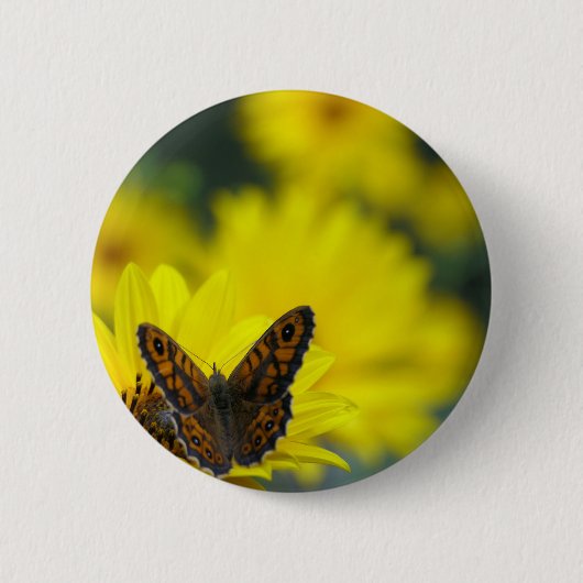 Gele Daisy Helenium Badge Ronde Button 5,7 Cm (Voorkant)