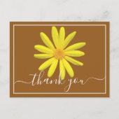 Gele Daisy Light Brown Background Dank u Briefkaart (Voorkant)