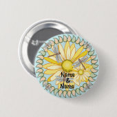 Gele Daisy pin-knop Ronde Button 5,7 Cm (Voorkant /achterkant)