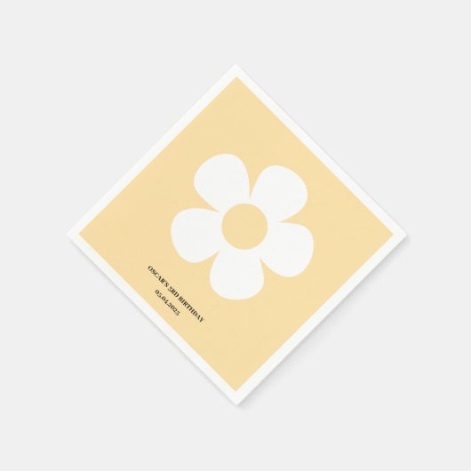 Gele Daisy Verjaardag servetten | Floral Party Tab (Hoek)