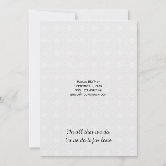 Gele Daisy Zwart Wit Damast Receptie Alleen Kaart (Achterkant)