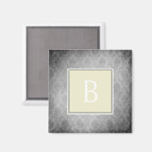 Gele  Damask Monogram Magnet Magneet (Voorkant / Achterkant)