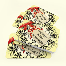 Gele Damask Red Ribbon Pet Care Visitekaartje