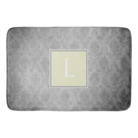 Gele Damast Monogram Badmat (Voorkant)
