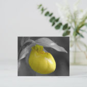 Gele Dame Slipper Black White Floral Briefkaart (Staand voorkant)