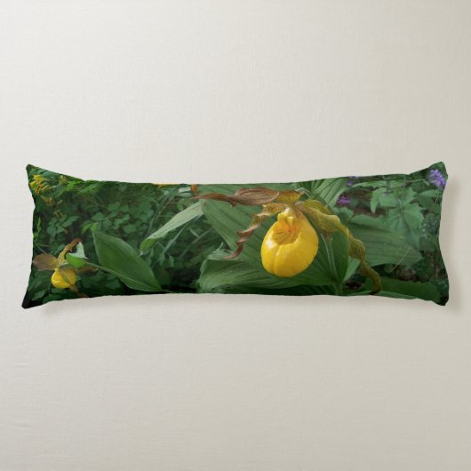 Gele-damessluipbloemen in Bloom Lichaamskussen (Voorkant)