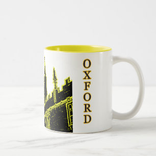 Gele de Spiralen van de Bouw van Oxford Engeland Tweekleurige Koffiemok