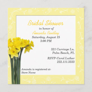 Gele deaffodils Bridal Shower Invitation Kaart