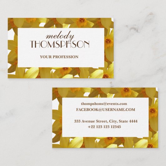 Gele deaffodils Elegant Visitekaartjes (Voorkant / Achterkant)