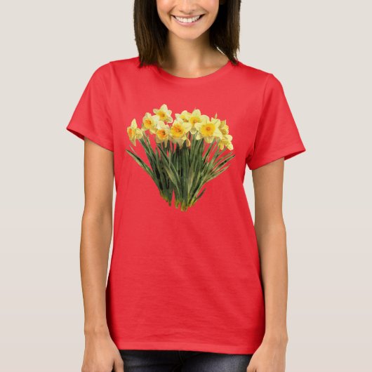 Gele deaffodils Spring Floral T-shirt (Voorkant)