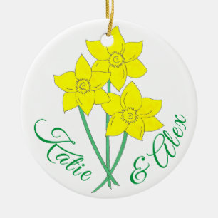 Gele deaffodils Spring Flowers Bunch Floral Keramisch Ornament