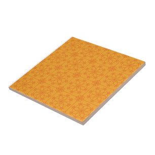 Gele decoratieve mandala kunst geometrisch patroon tegeltje