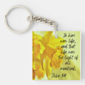 Gele deffodils Acrylische Sleutelhanger Scripts (voorkant)