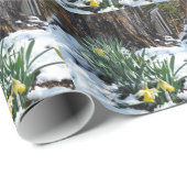 Gele deffodils in de sneeuw cadeaupapier (Rol Hoek)